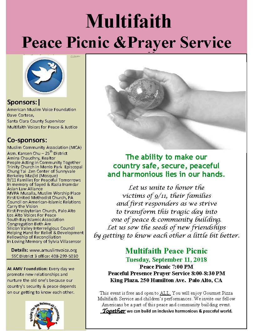 2018 flyer for  9-11 Multifaith peace picnic 1